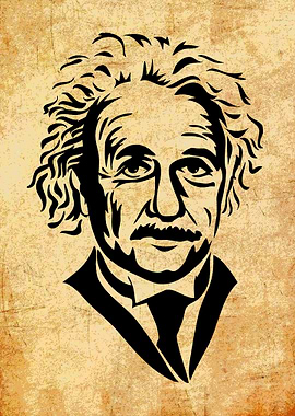 Albert Einstein Portrait Black and Beige