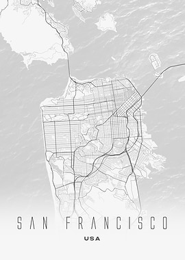 San Francisco, USA - Minimalist City Map Art Poster