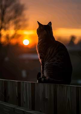 Cat Silhouette at Sunset