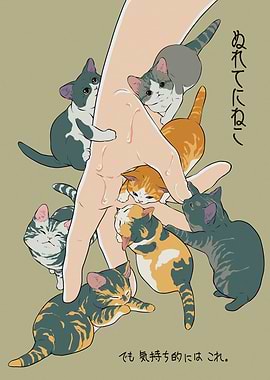 Kittens Climbing on Hand Illustration