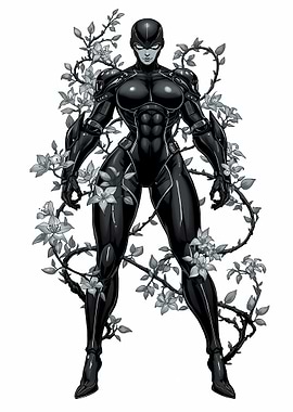 Female Android with Floral Accent