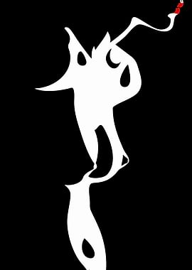 Abstract White Figure on Black Background