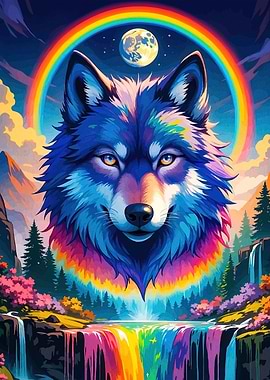 Rainbow Wolf Landscape