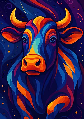 Colorful Cow Portrait