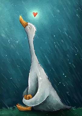 Meditating Goose in the Rain