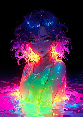 Neon Girl in Water