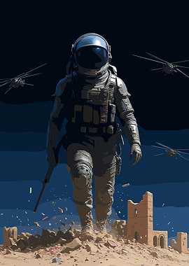 Astronaut in Desert Ruins
