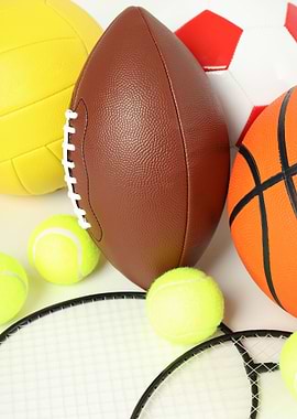 Assorted Sports Equipment Still Life