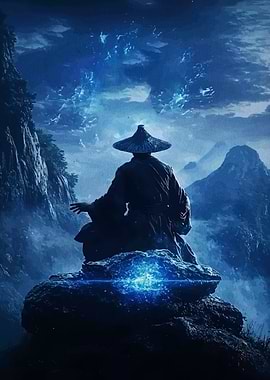 Meditating Monk Mountain Landscape