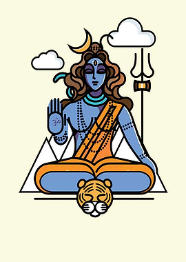 Lord Shiva Illustration with Tiger