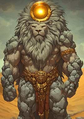 Stone Lion Warrior Golden Sun