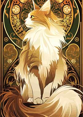 Art Nouveau Cat Portrait