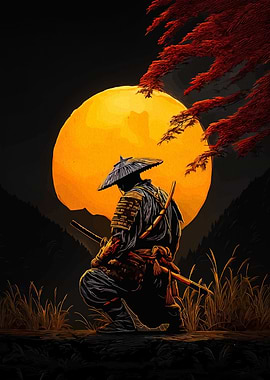 Samurai under the moon