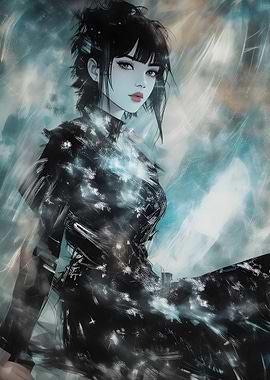 Anime Girl in Black Dress