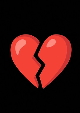 Broken Heart on Black Background