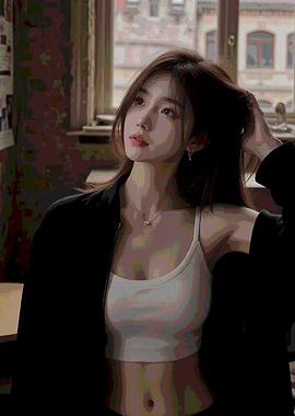 Portrait of a young woman indoors