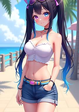 Anime Girl on Beach