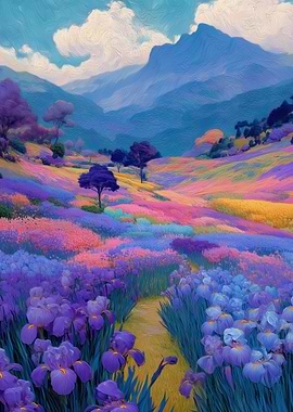 Colorful Floral Landscape Painting