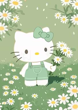 Hello Kitty in a Daisy Field