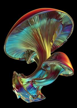 Iridescent Mushroom Digital Art