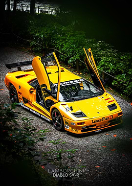 Yellow Lamborghini Diablo SV-R outdoors