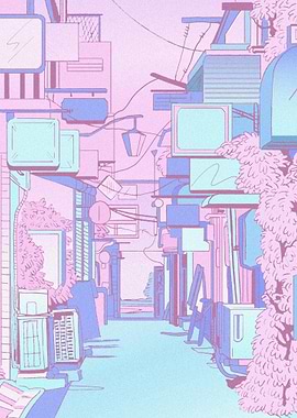 Pastel Alleyway Illustration