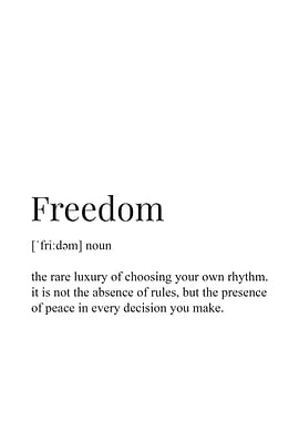 Freedom Definition Typography Art Print