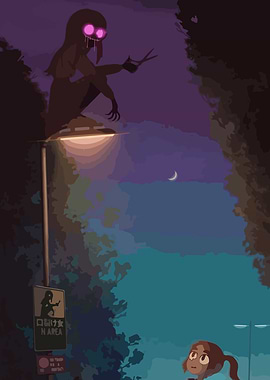 Creepy Figure on Lamppost