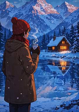 Winter Cabin Retreat with Hot Drink