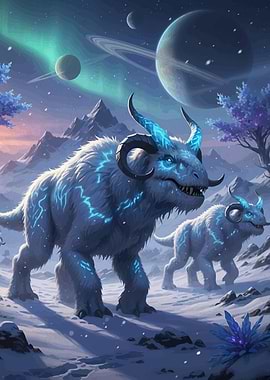 Fantasy Creatures Snowy Landscape