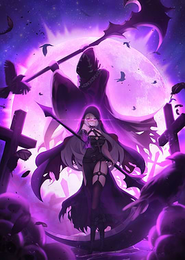 Anime Grim Reaper Duo in Graveyard