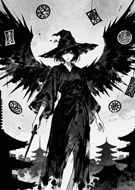 Black and White Witch with Katana