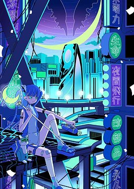 Cyberpunk Anime Girl in Futuristic City