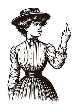 Victorian Woman Flipping the Bird