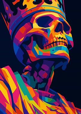 Colorful Skull King Pop Art
