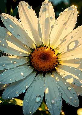 Daisy with Water Droplets