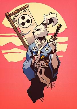 Rabbit Samurai with Banner