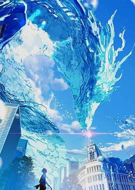 Water Dragon in Cityscape