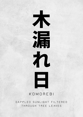 Komorebi Japanese Word Poster – Sunlight Through Trees Minimalist Nature Wall Art