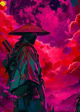 Samurai in a Pink Landscape