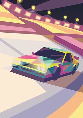 Geometric Car on Racetrack Pixel Art