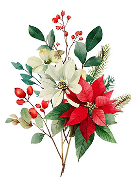 Watercolor Christmas Floral Arrangement