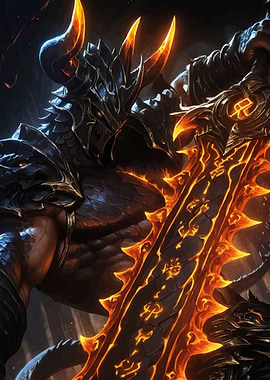 Demonic Warrior Flaming Sword