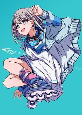 Anime Girl on Roller Skates