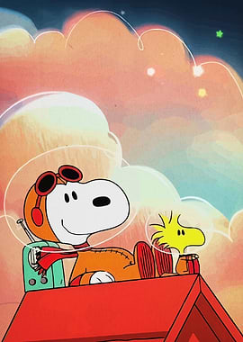 Snoopy and Woodstock on Doghouse