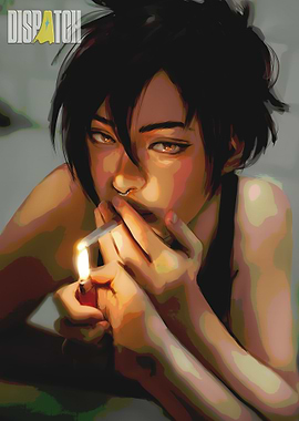 Woman Lighting Cigarette Digital Art