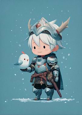 Chibi Knight with Bird Friend