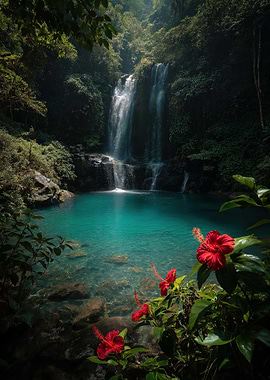 Hibiscus Flowers Waterfall