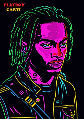 Playboy Carti Neon Portrait