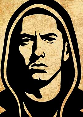 Eminem Portrait Black and Beige